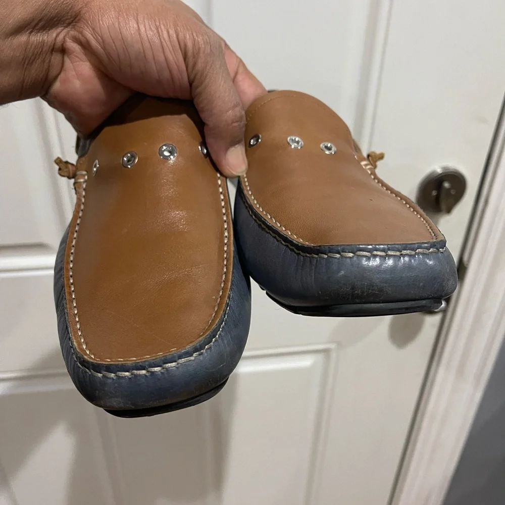 Rare Salvatore Ferragamo Driving Shoes Blue/Tan Sz 10.5 D - Picture 9 of 16